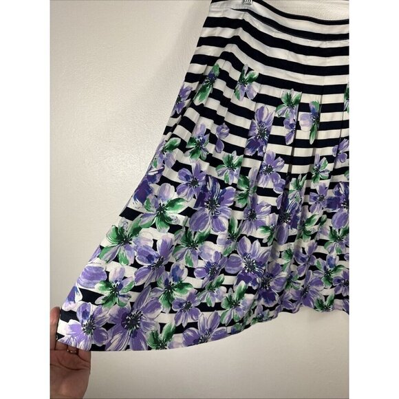 Talbots Women's 14 Pleated Mixed Pattern Skirt Purple Floral - Picture 5 of 14